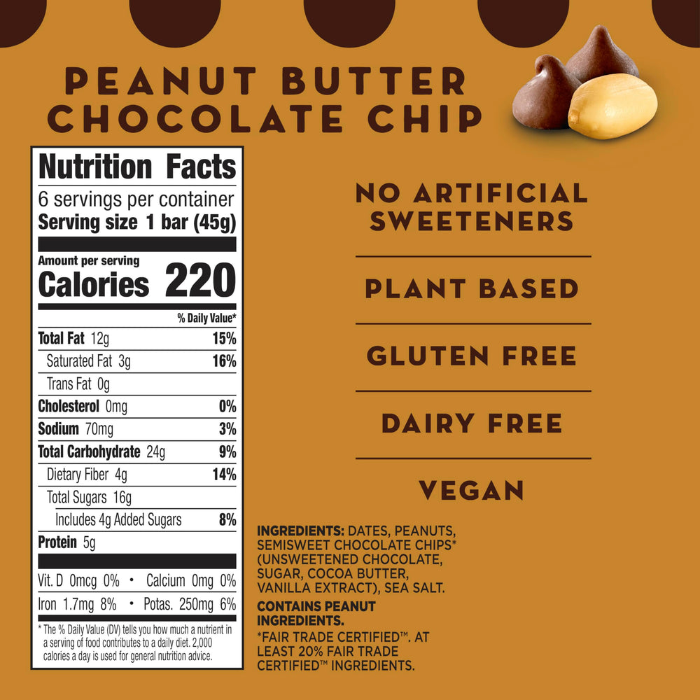 LÄRABAR Peanut Butter Chocolate Chip ingredients close-up for on-the-go nourishment.