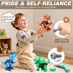 Laradola dinosaur with electric drill action supports beginner engineering exploration.