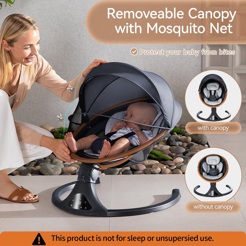 Larex Baby Swing Gray includes 12 melodies for gentle ambience