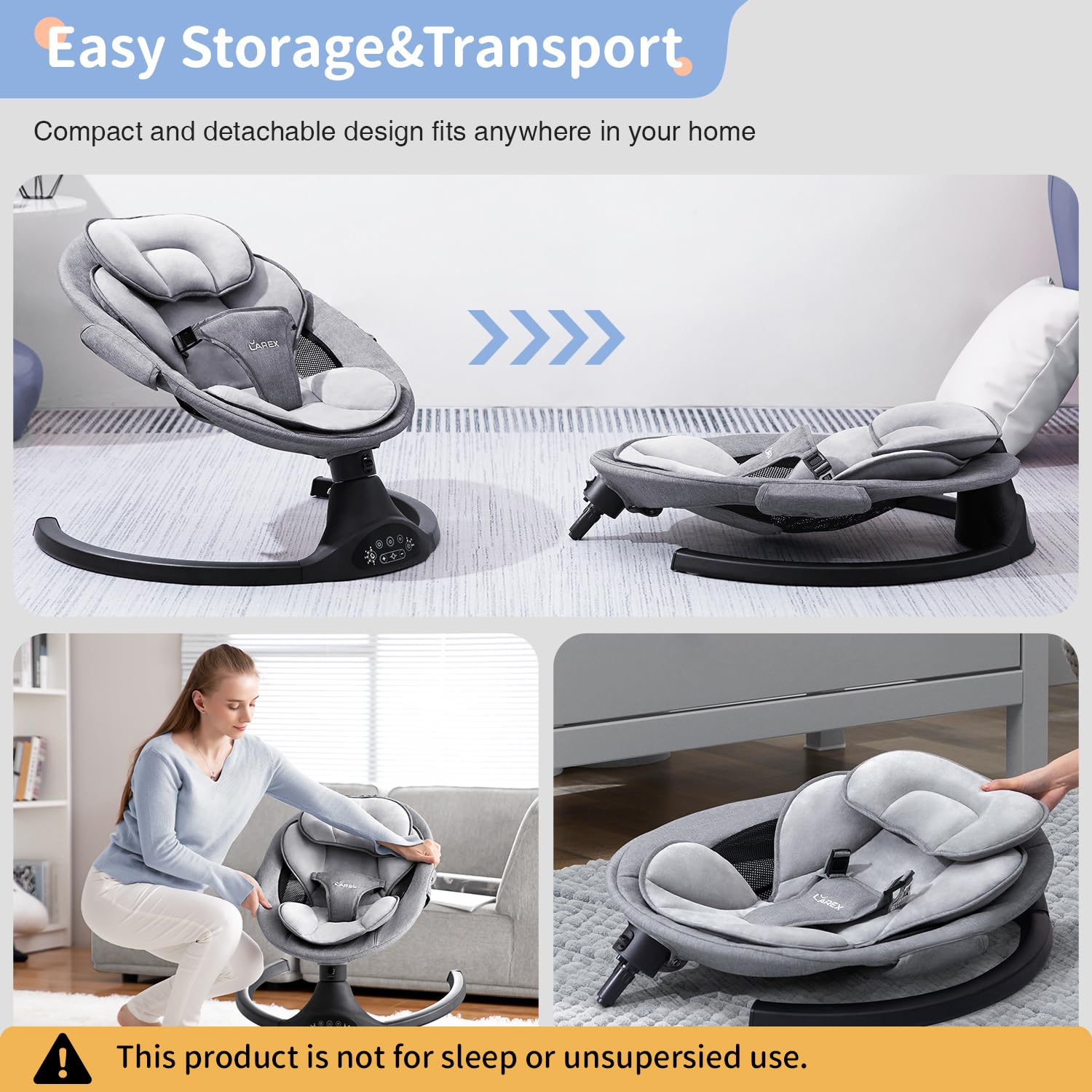 Larex baby swing plug-in power option for uninterrupted use