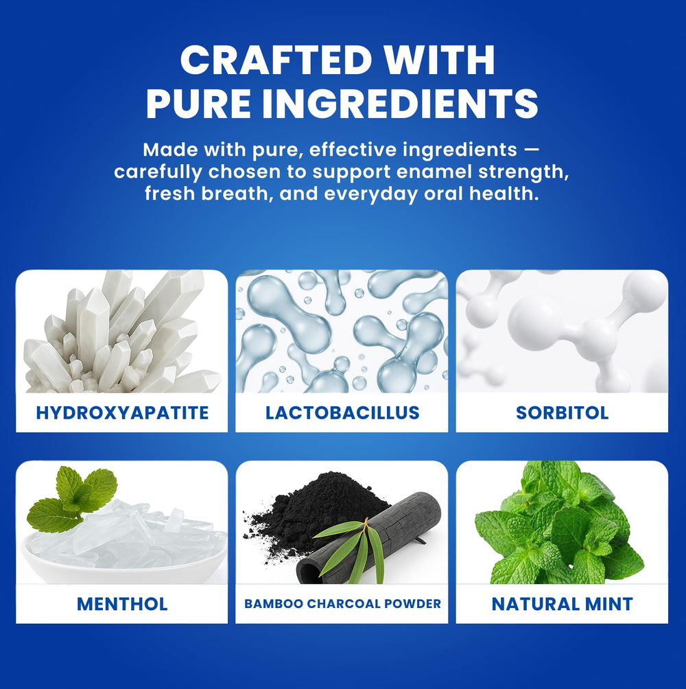 Larine co Nano Hydroxyapatite Toothpaste shown in a daily brushing routine