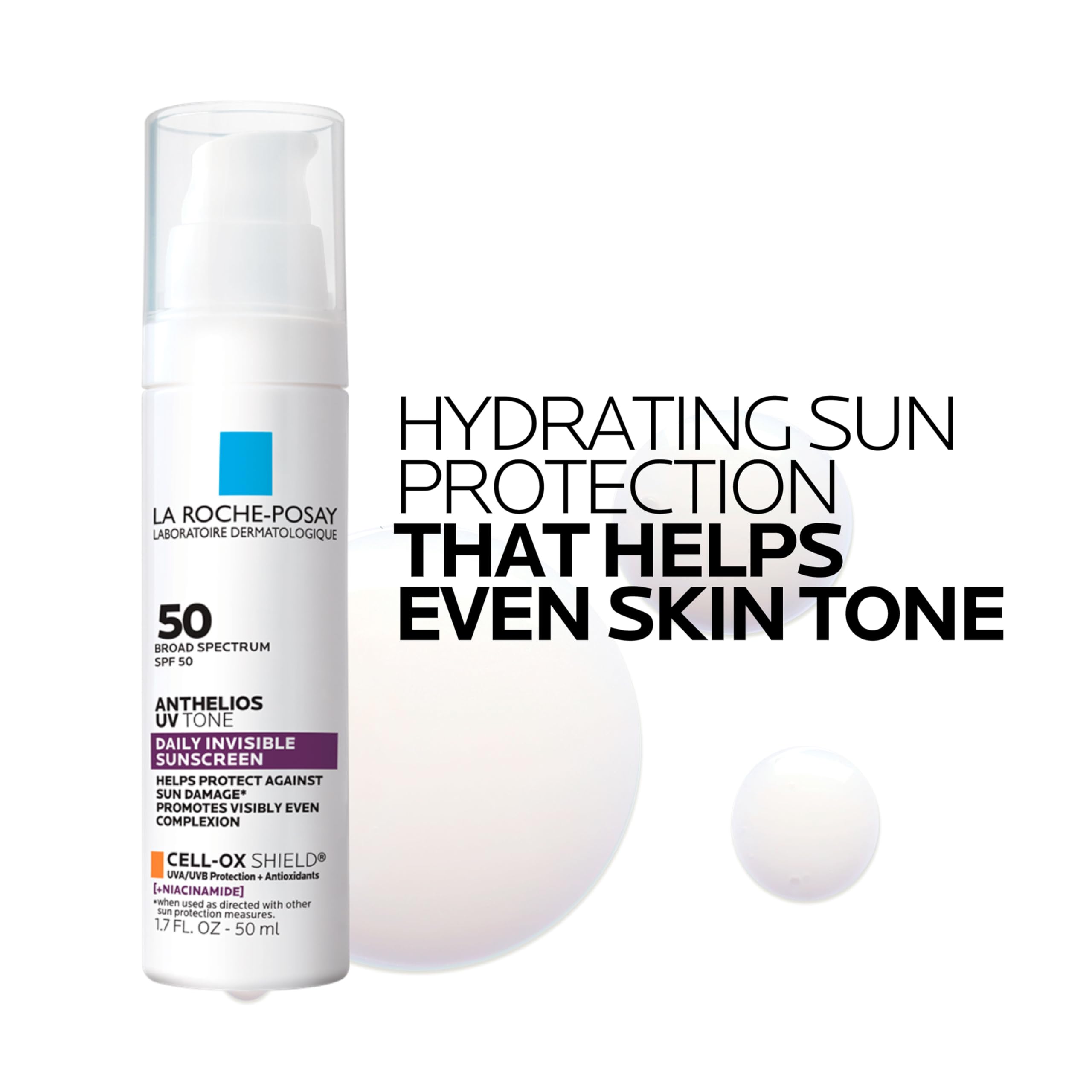 Close-up of translucent formula blending into skin tone.
