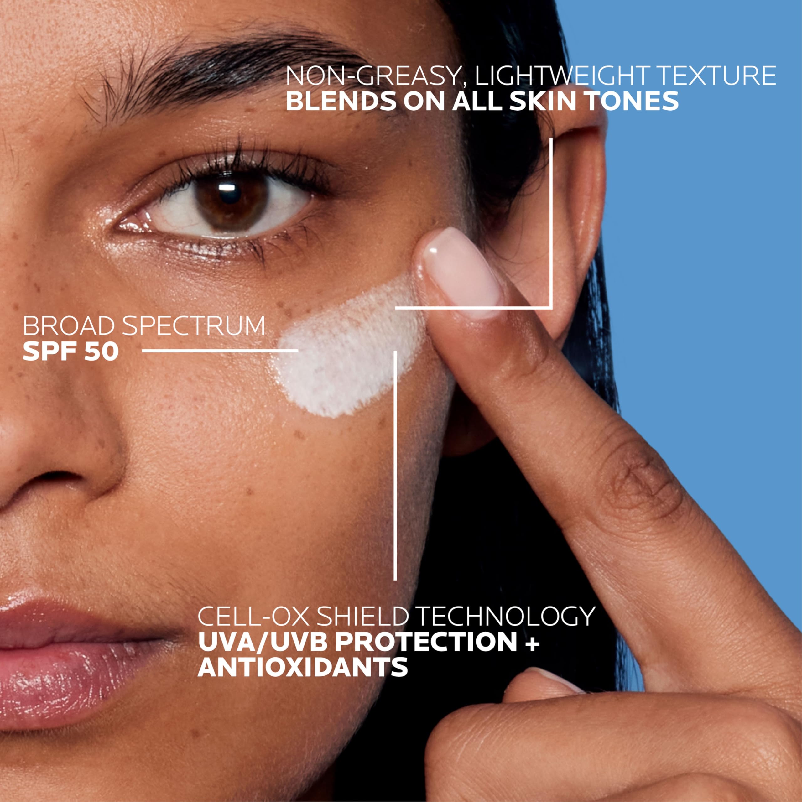 Texture swatch on skin showing a light, invisible finish.