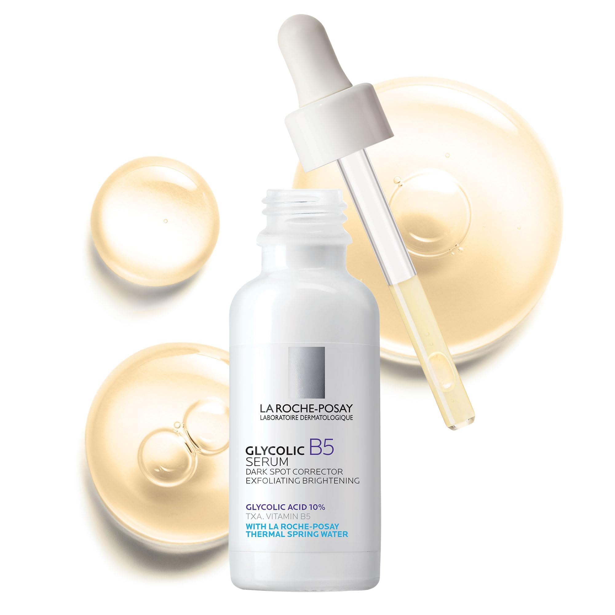 La Roche-Posay Glycolic B5 serum bottle for brightening and even skin tone.