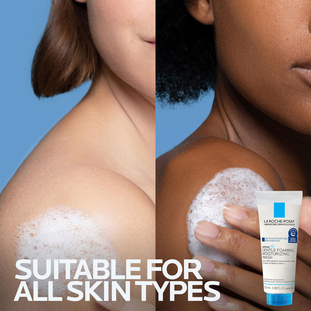 NEA-accepted badge on Lipikar AP+ packaging for eczema-prone skin trust