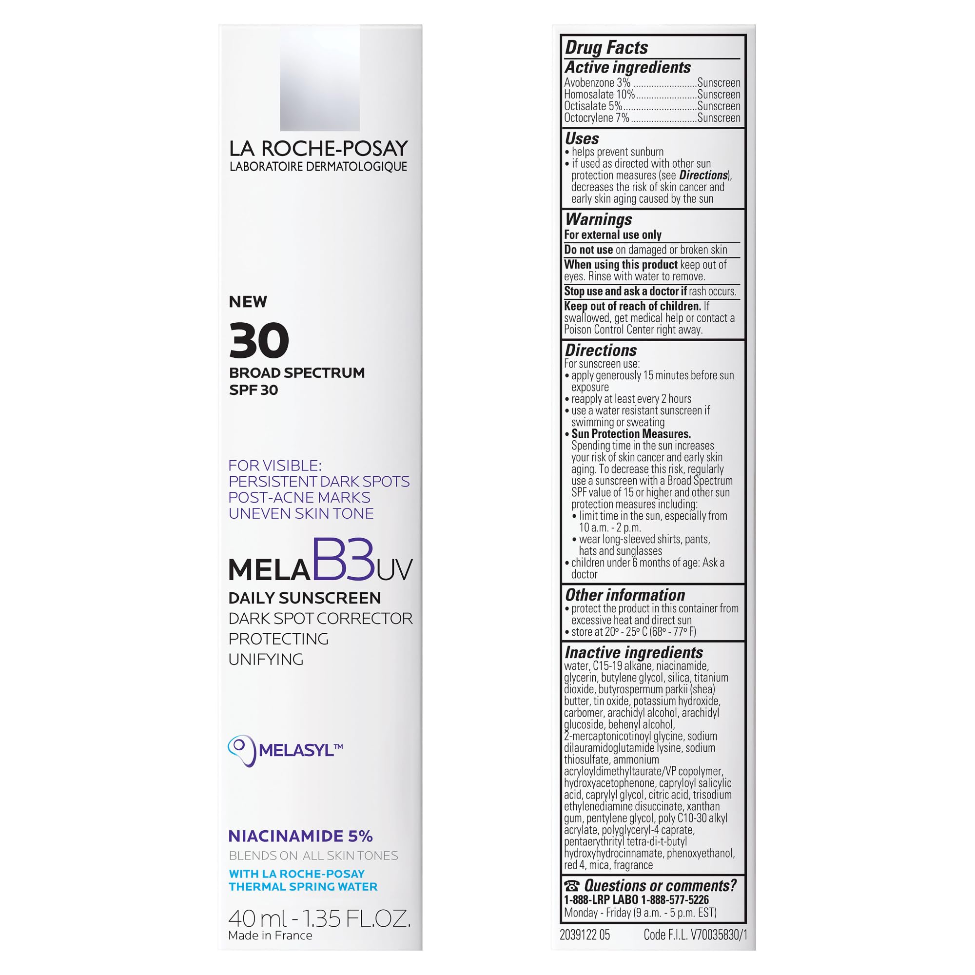 La Roche-Posay Mela B3 sunscreen finish swatch shows even tone.