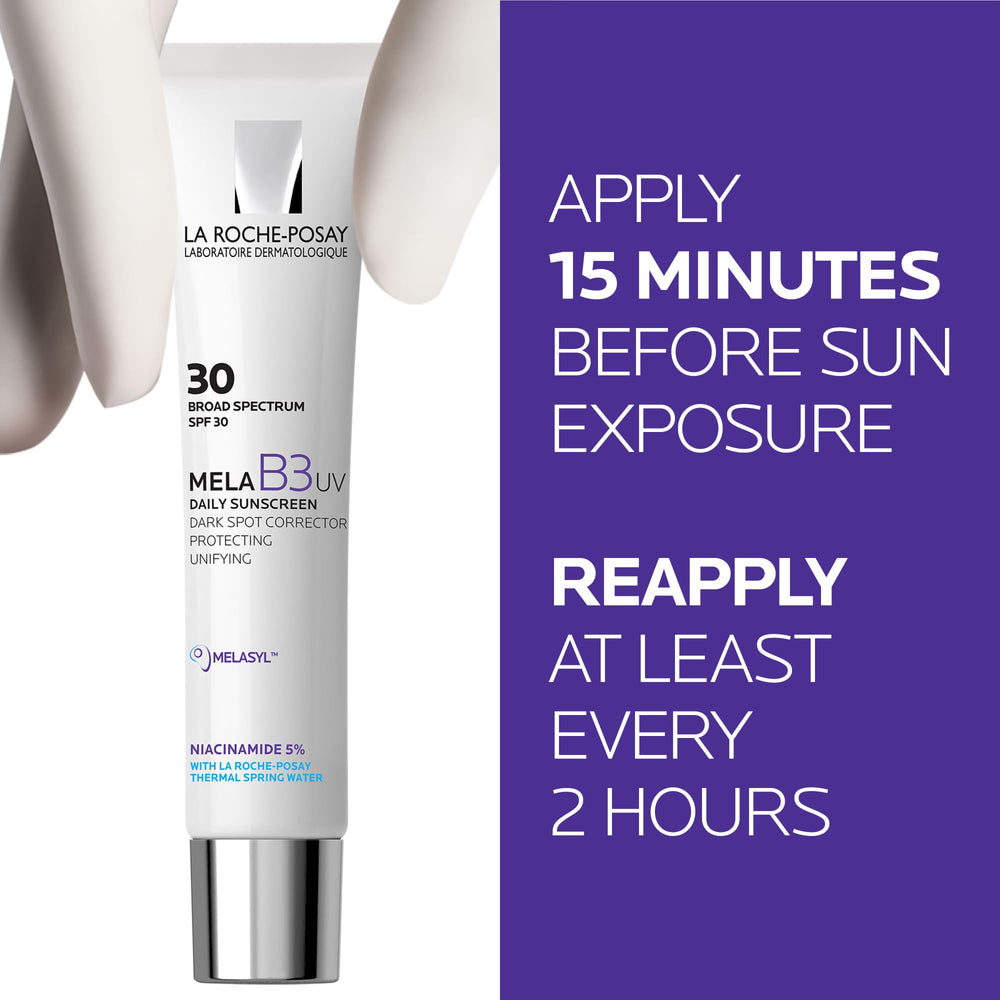 La Roche-Posay Mela B3 sunscreen no white cast on skin.