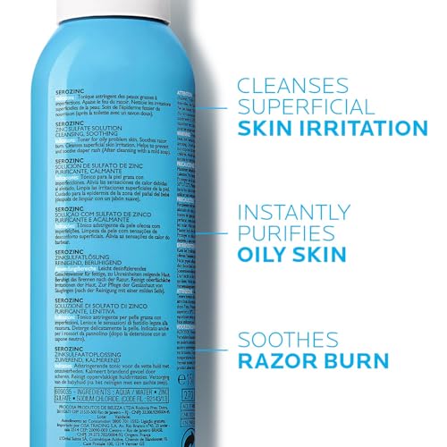 La Roche-Posay Serozinc toner after cleansing for a gentle mattified look.