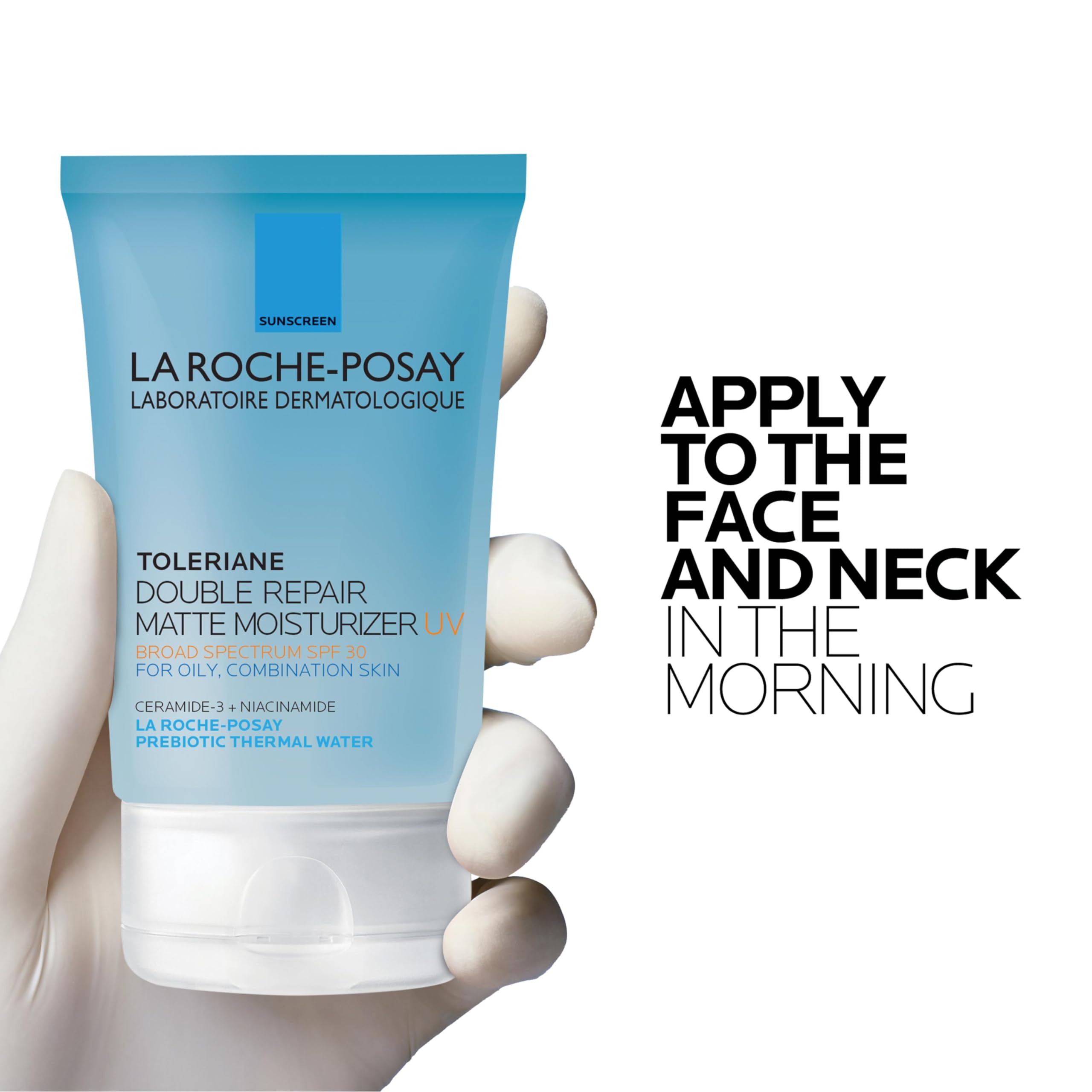 La Roche-Posay Toleriane Double Repair Matte SPF 30 barrier-boosting formula in use