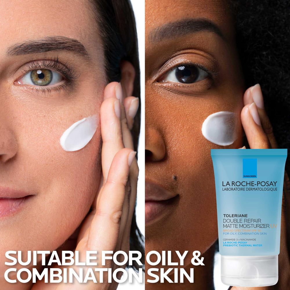 La Roche-Posay Toleriane Double Repair Matte SPF 30 on porcelain skin with matte effect