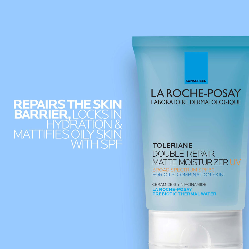 La Roche-Posay Toleriane Double Repair Matte SPF 30 swatch reveals creamy, non-greasy feel