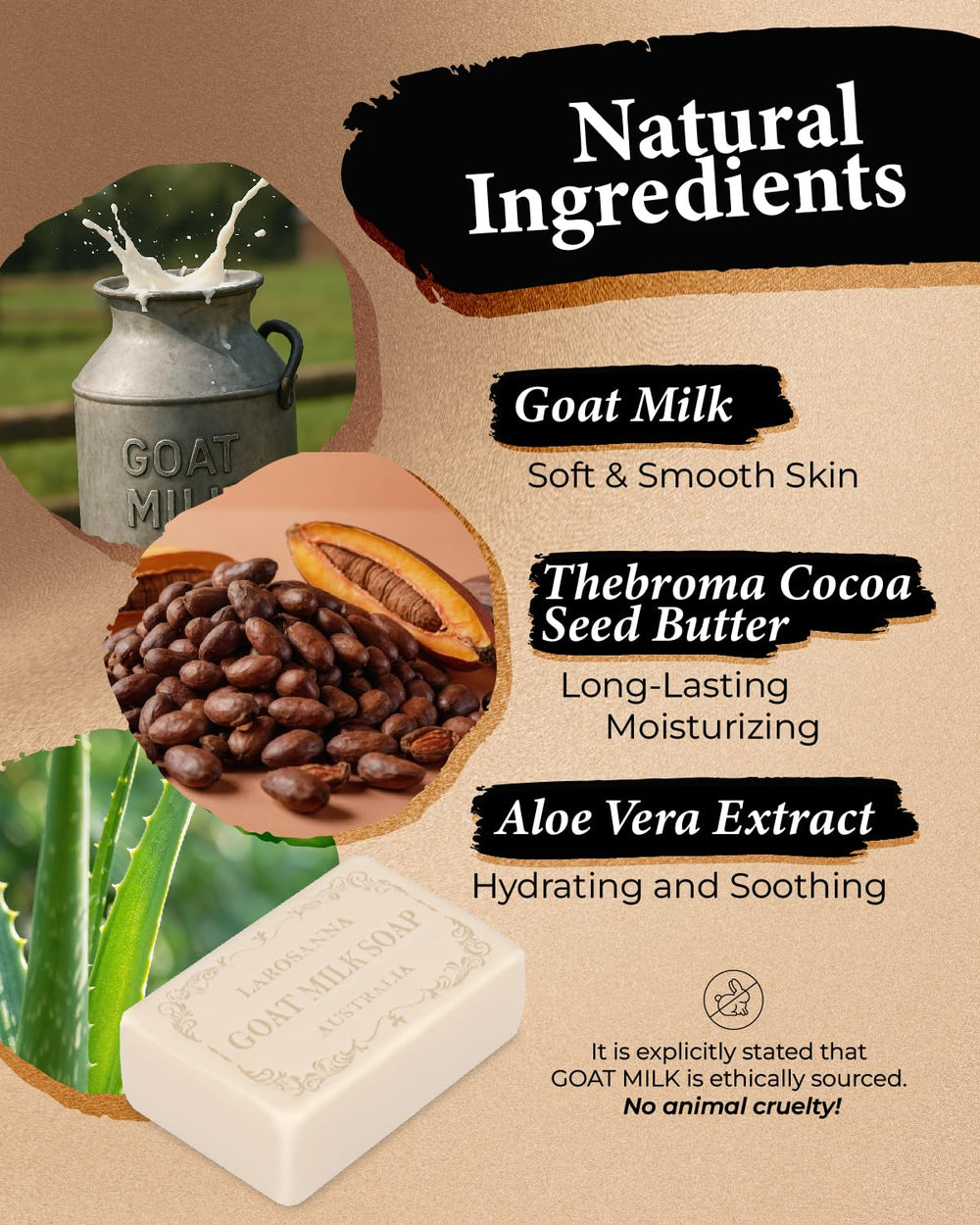 larosanna goat milk soap with aloe vera soothing for sensitive or daily use