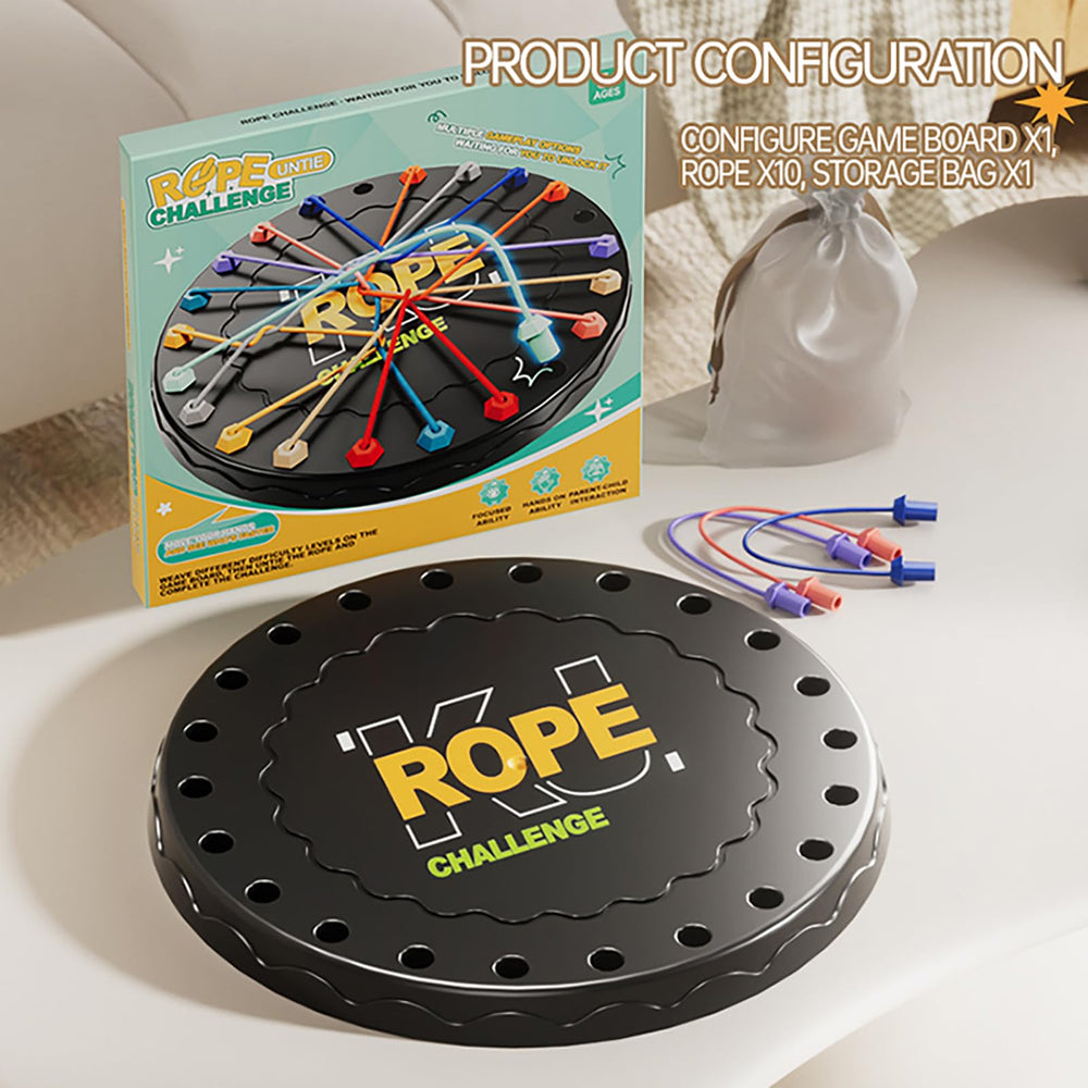 Lartoys Rope Untangling Game travel case image demonstrates portable screen-free fun