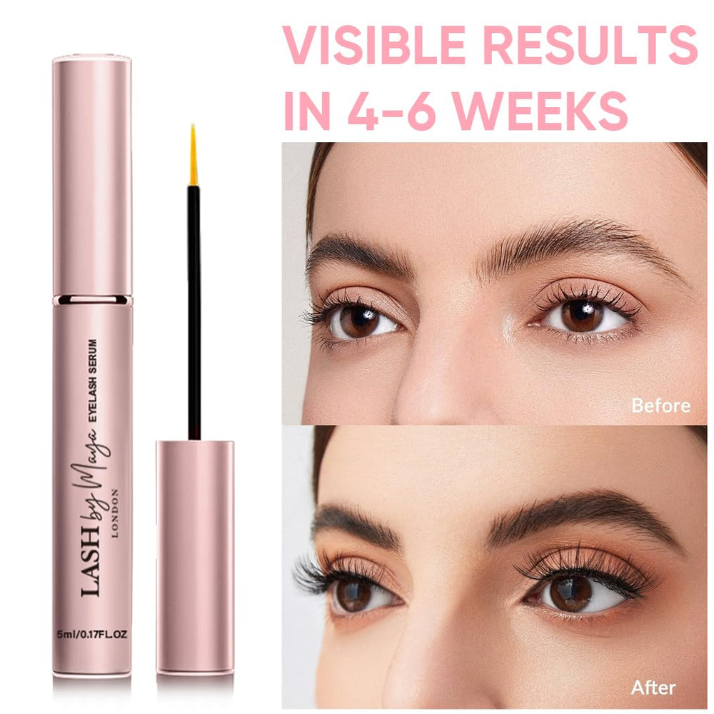 Lifestyle shot of daily routine with LASH by Maya Serum.