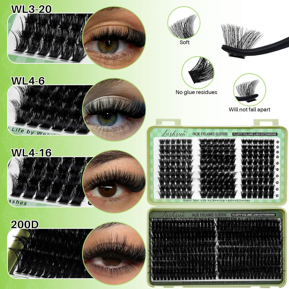 LASHSUN four-styles mixed-length lashes display for versatile looks