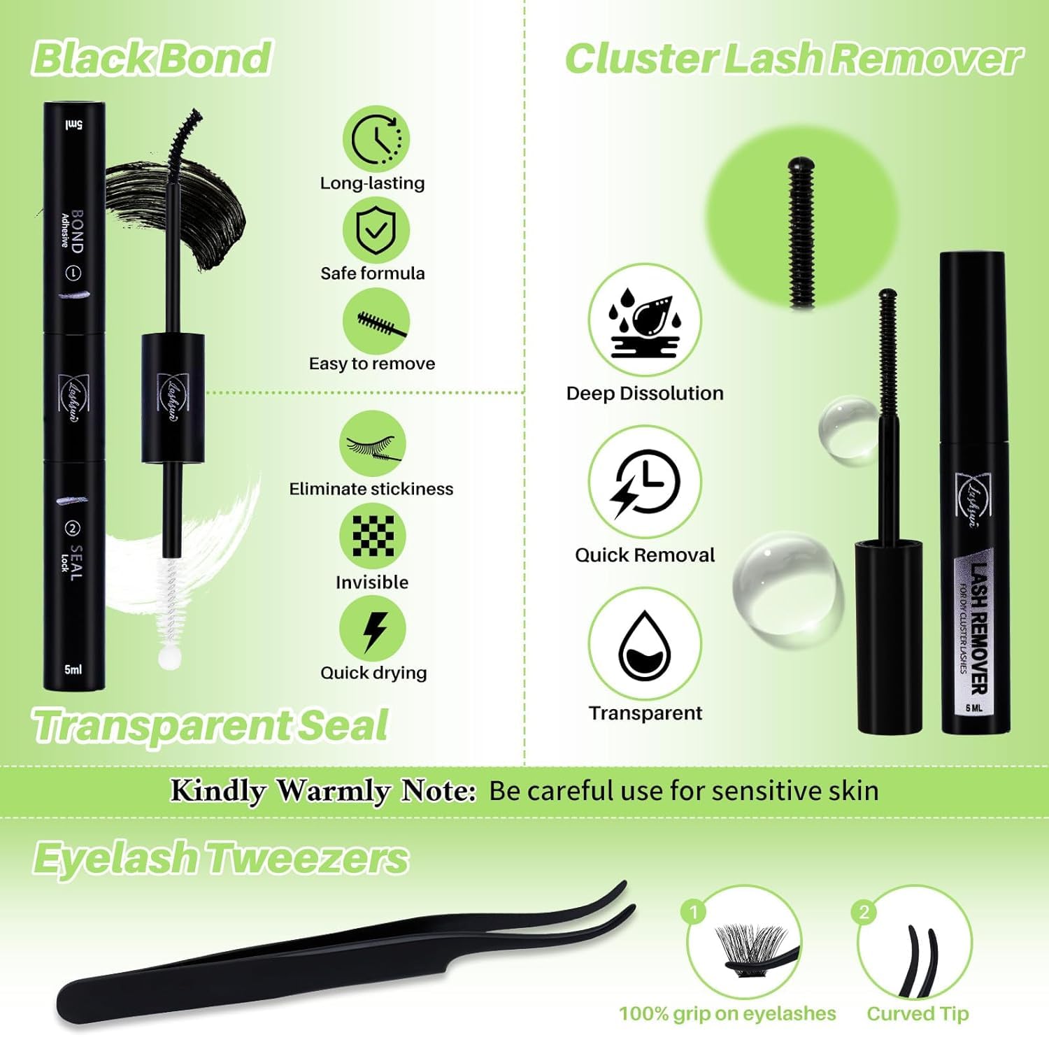 LASHSUN wispy cluster lashes close-up highlighting natural volume