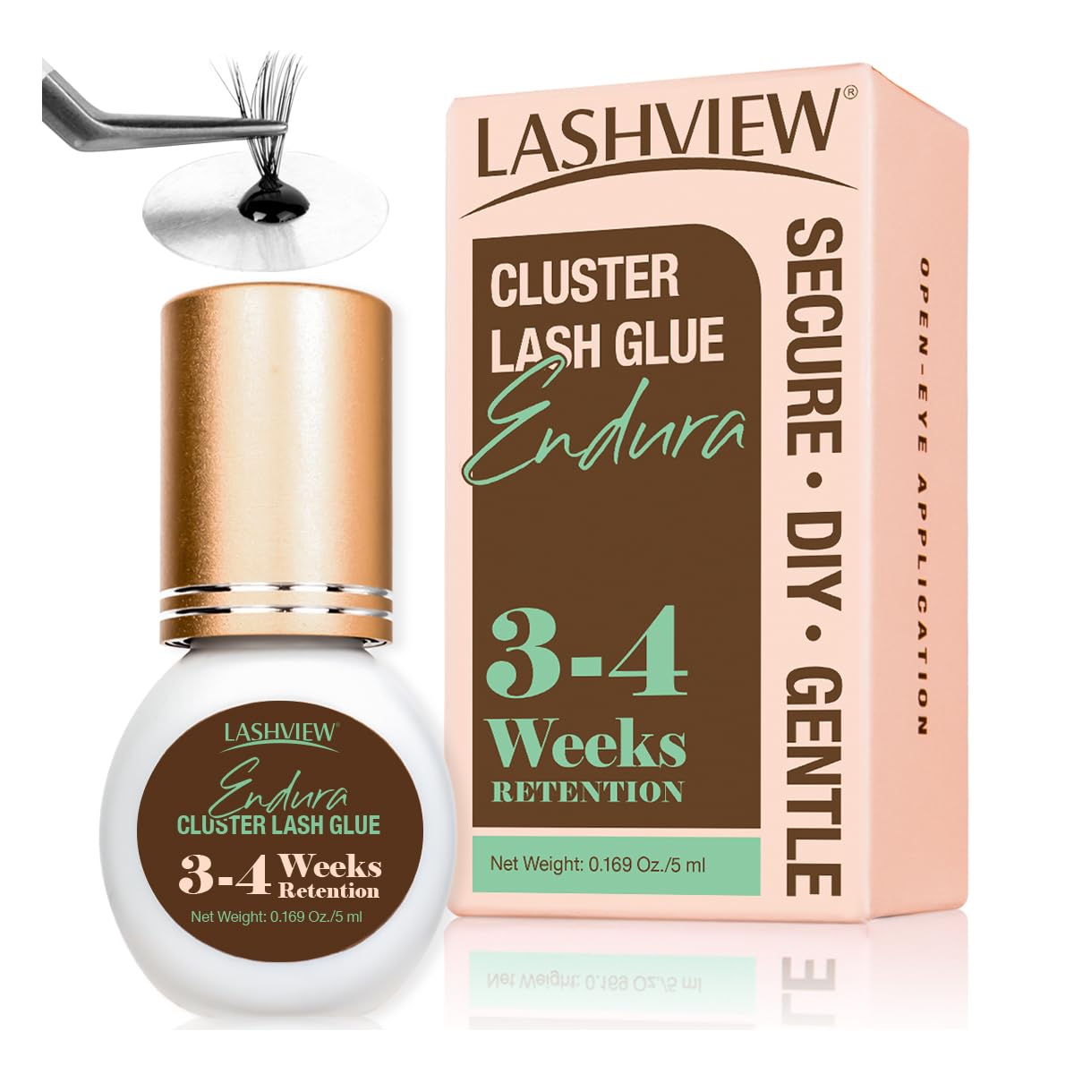 LASHVIEW Lash Cluster Glue bottle with long-lasting hold for lashes.