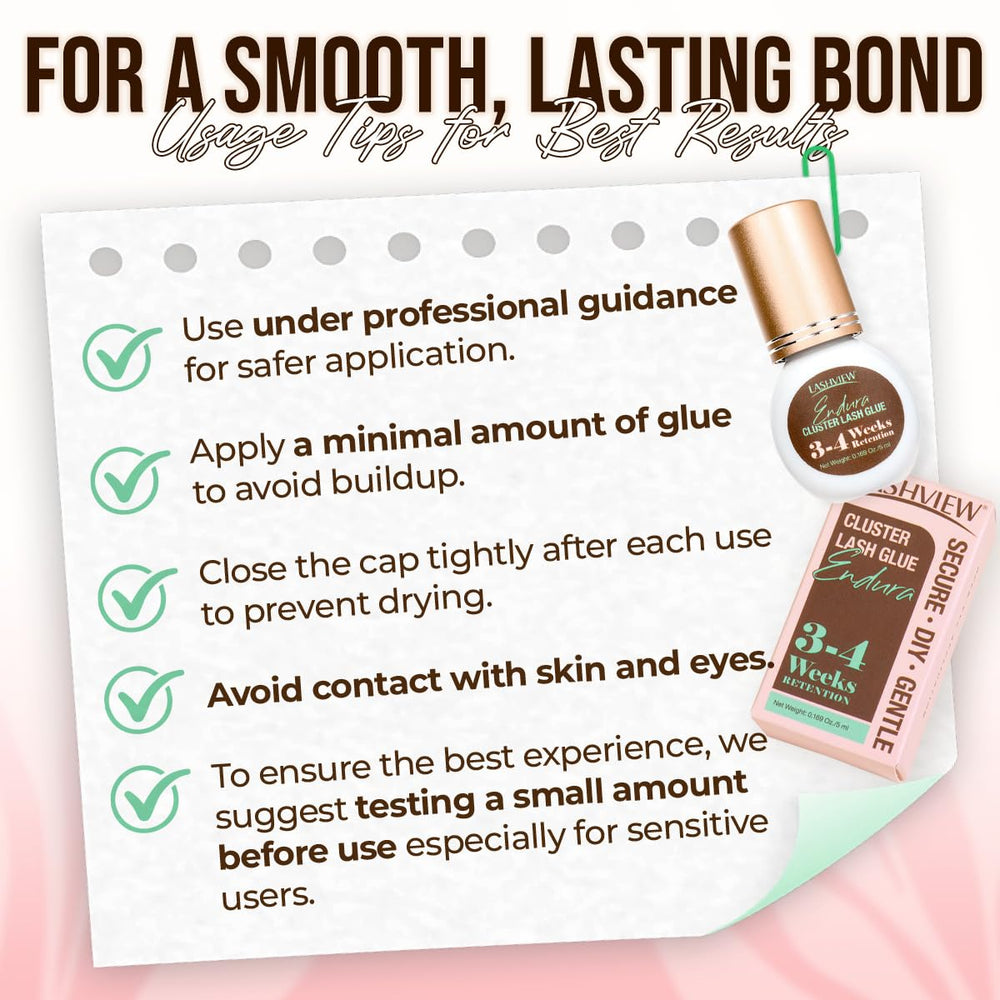 LASHVIEW Lash Cluster Glue gentle, secure bond during wear.