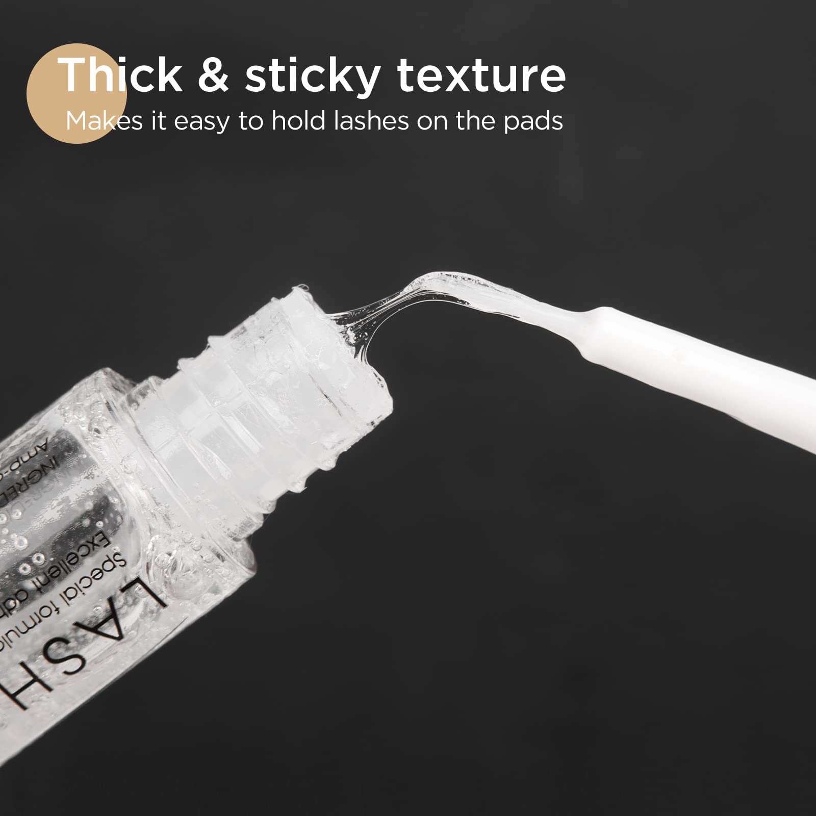 Close-up of LASHVIEW applicator for precise glue placement.