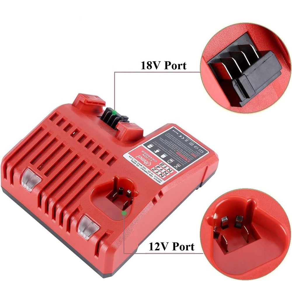 Lasica charger compatible 18V Mil-Waukee packs example 48-11-1852 and 48-11-1840