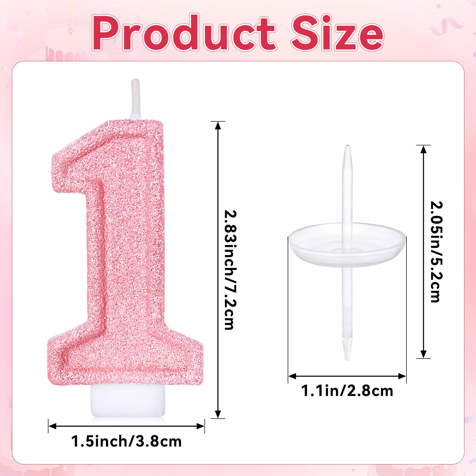 LASILE pink sequin cake topper number 1 for celebrations
