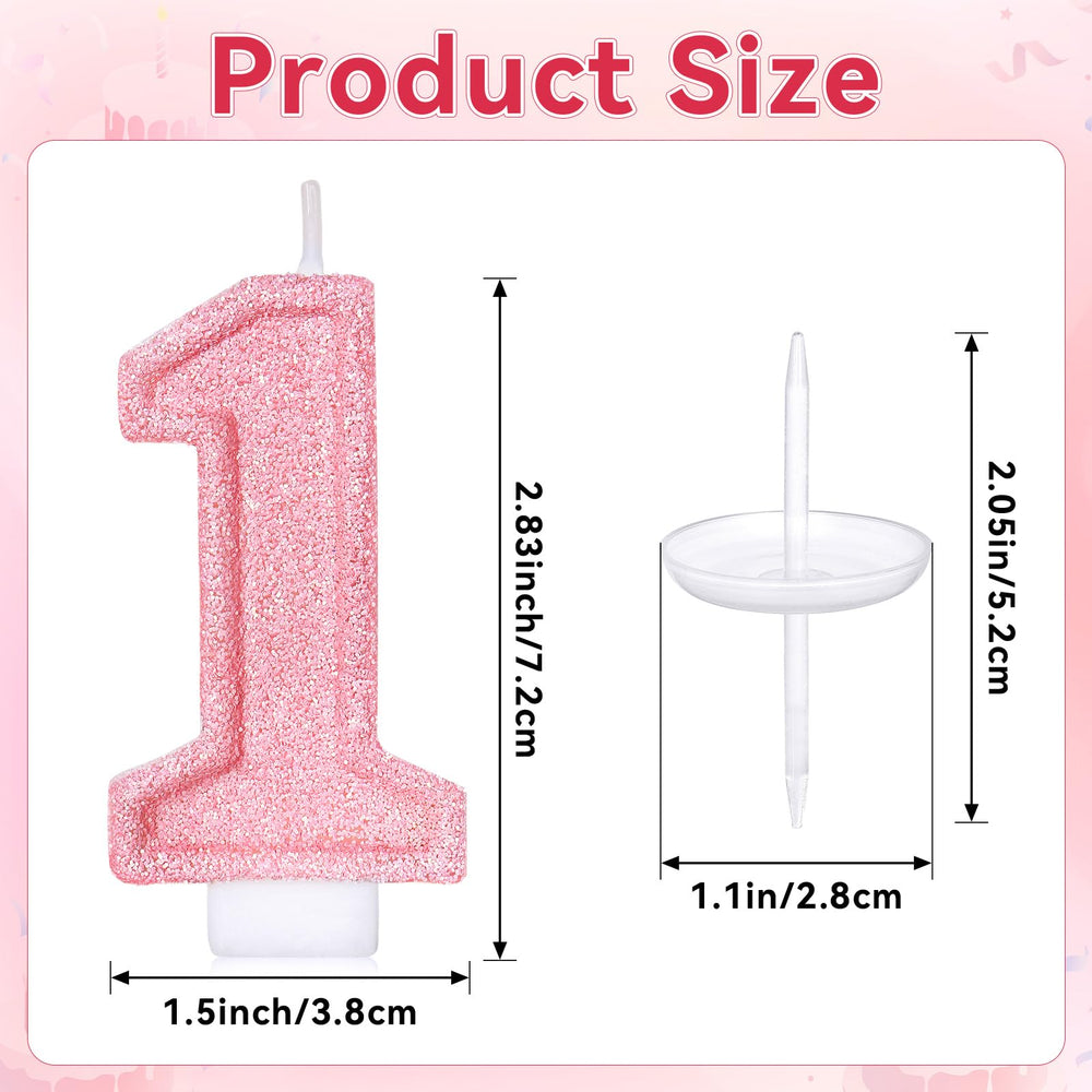 LASILE pink sequin cake topper number 1 for celebrations