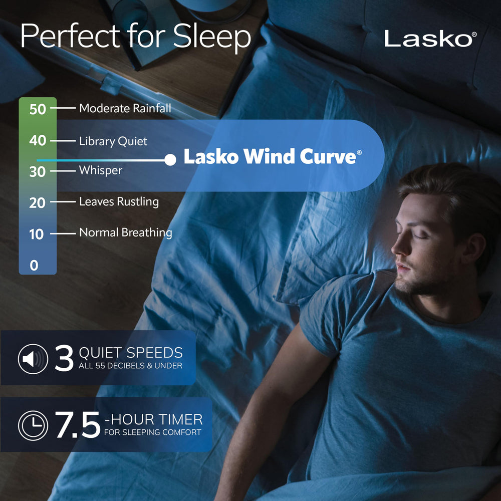 Lasko seven-point-five-hour timer for scheduled cooling