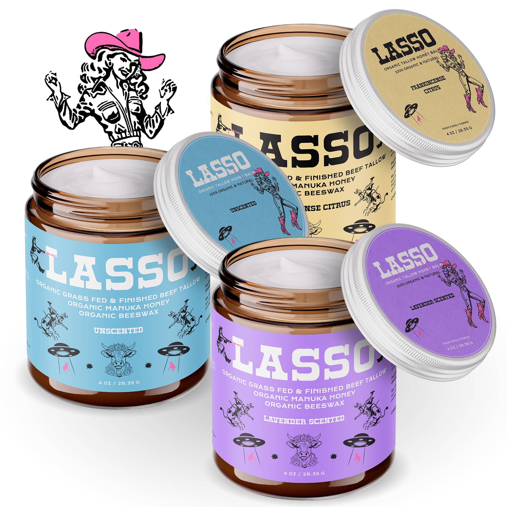 LASSO TALLOW balm suitable for lips, face, and family use