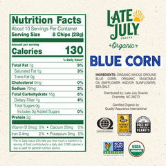 Back of Late July bag showing organic, non-GMO ingredients.