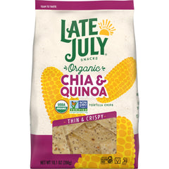 Late July chia-quinoa tortilla chips in a bag, gluten-free snack