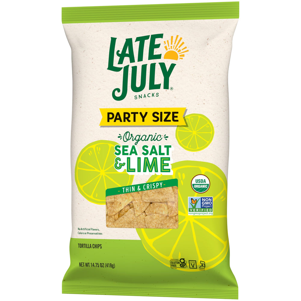 Late July Sea Salt and Lime tortilla chips ready for snacking