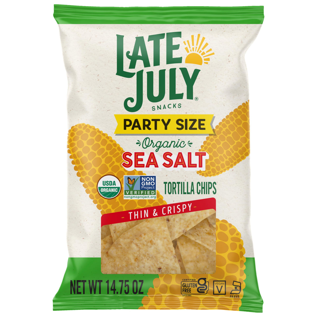 Late July Sea Salt Organic Tortilla Chips bag ready for sharing at gatherings.