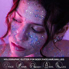 LATIBELL Glow Glitter Gel on skin under UV light creates a bright glow.