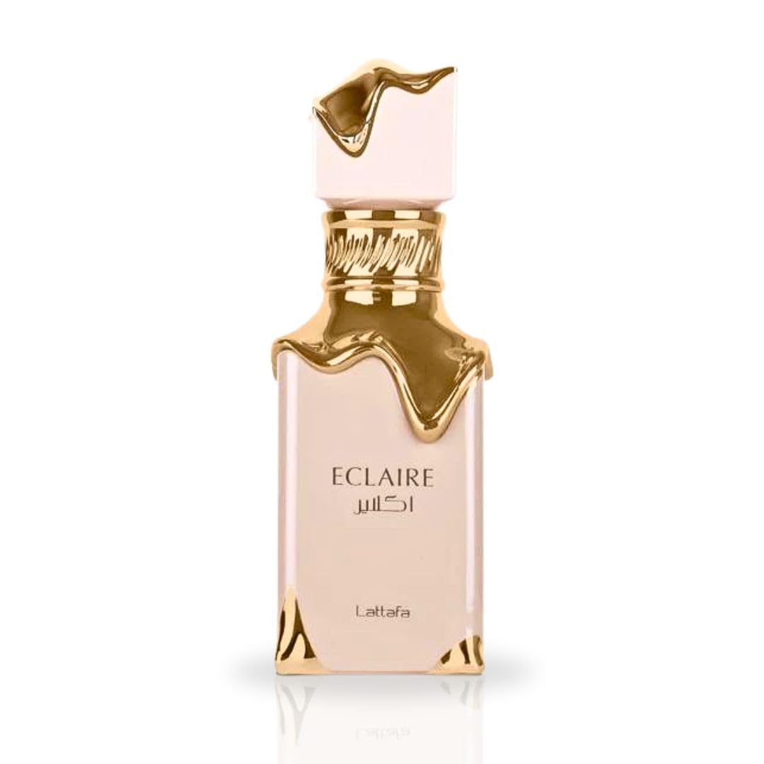 Lattafa Eclaire bottle cap close-up, premium packaging for a refined gifting moment.
