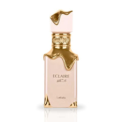 Lattafa Eclaire bottle cap close-up, premium packaging for a refined gifting moment.