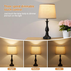 Lauag brushed nickel base and linen shade add durable, elegant style.