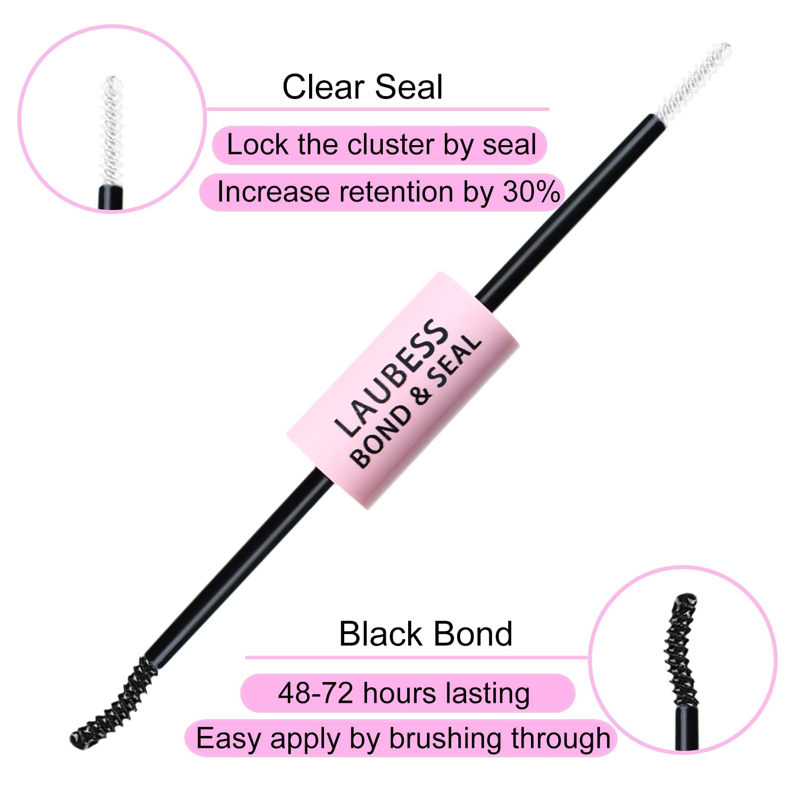 LAUBESS lash seal closeup demonstrating protective seal for longer-lasting wear.
