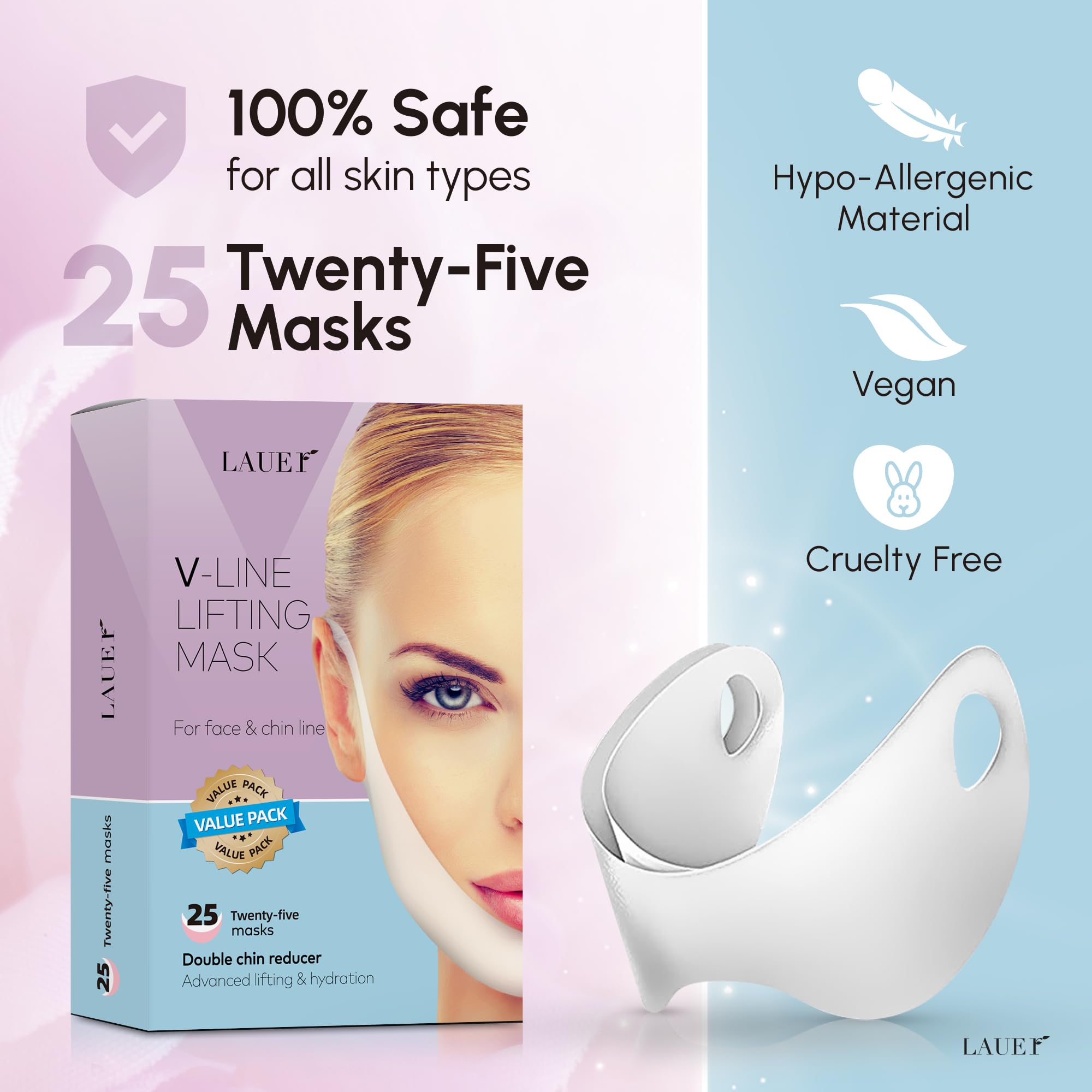 LAUER COSMETIC V-lift chin mask smooths and lifts the chin area.