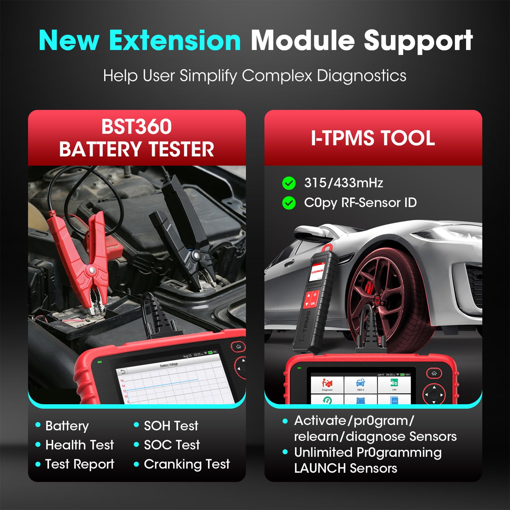 LAUNCH CRP123X Elite expansion modules extend service capabilities