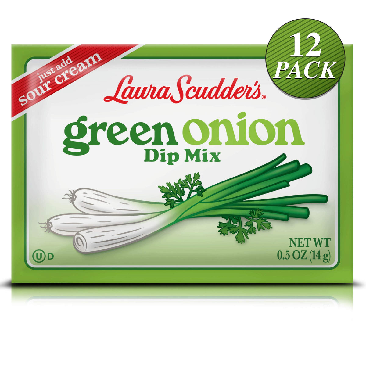 Laura Scudder's Green Onion Dip Mix package ready for quick party snacking at gatherings
