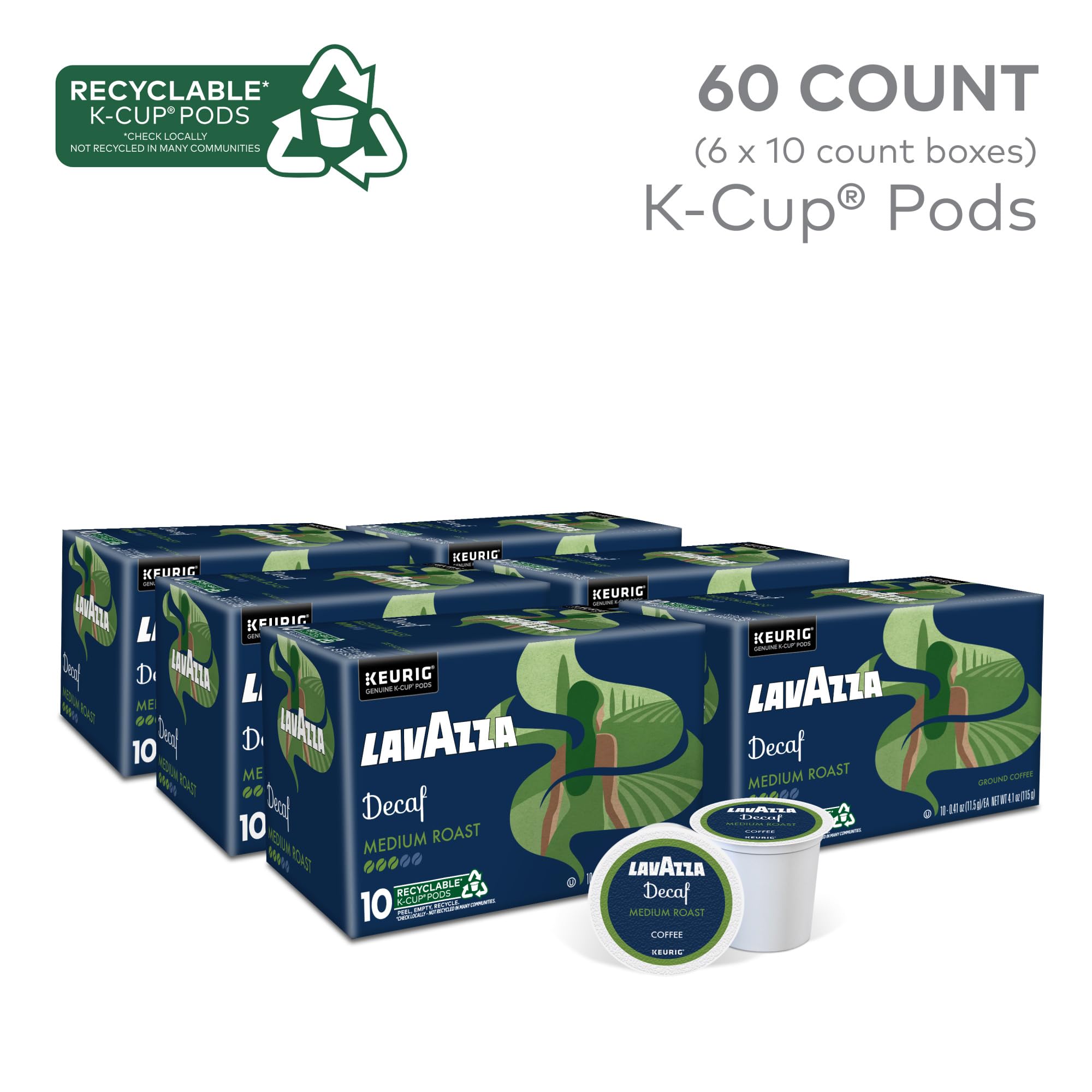 Lavazza Decaf Medium Roast brew in a cup, balanced aroma and flavor.