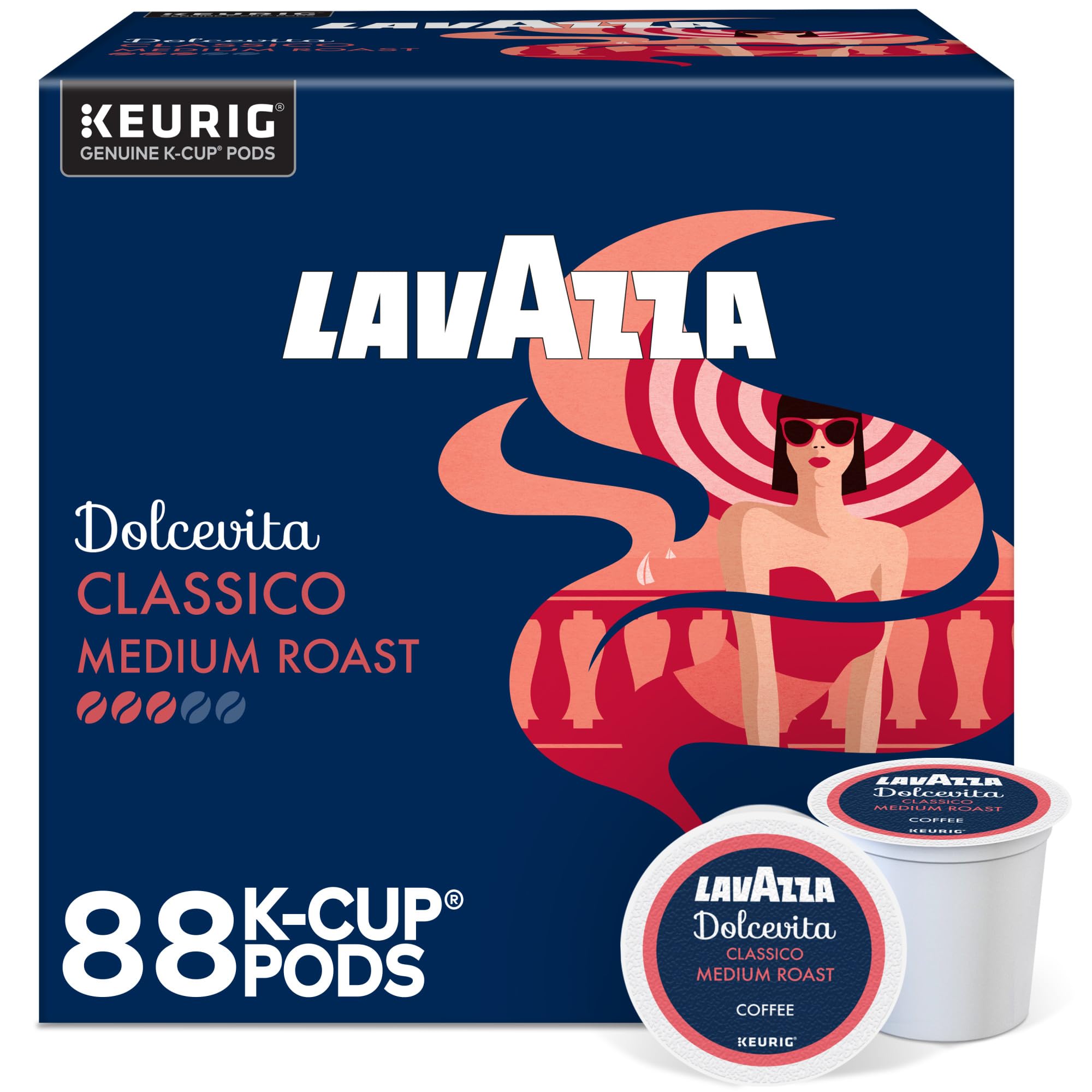Lavazza Dolcevita Classico K-Cup pods in a box, 88-count for easy restocking