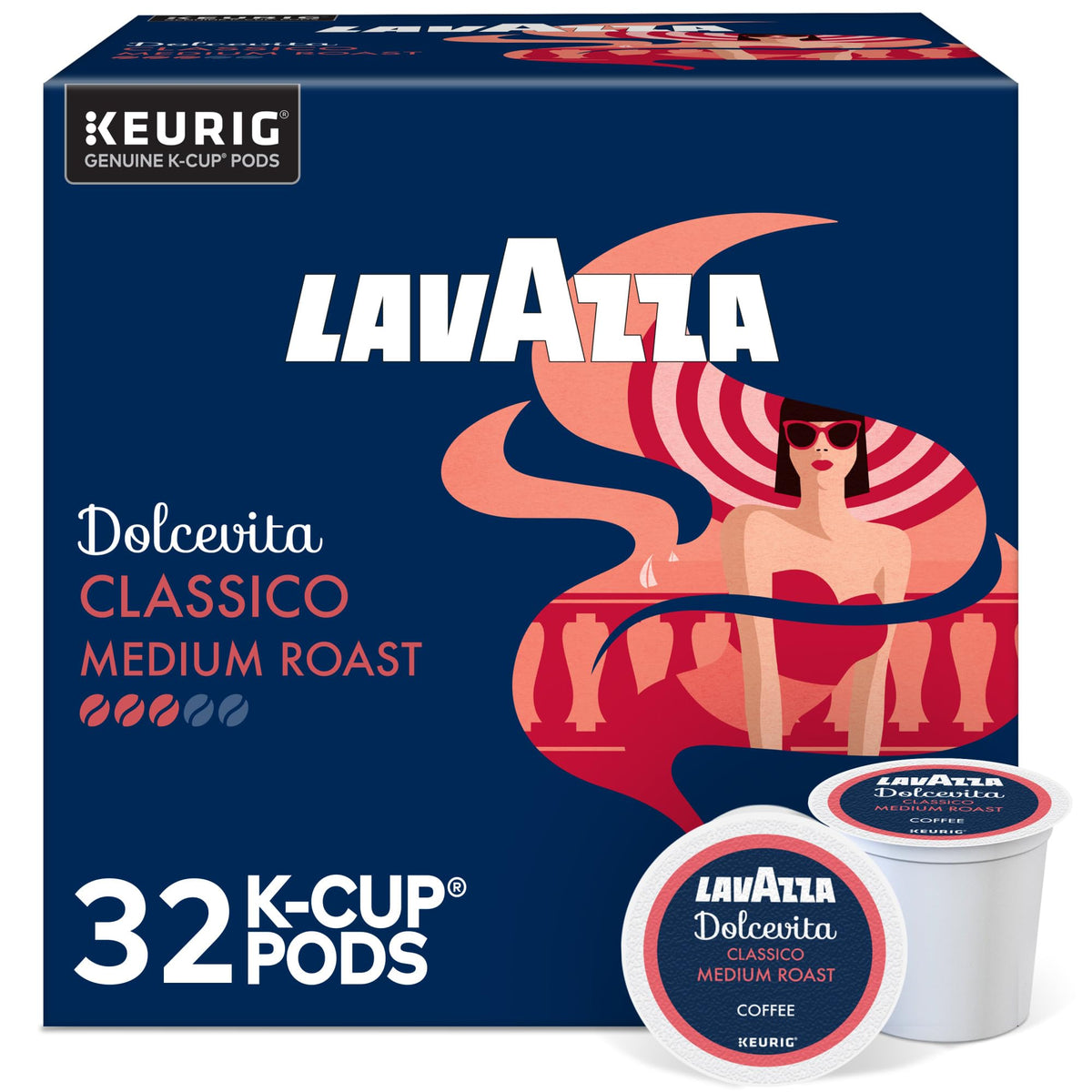 Lavazza Dolcevita Classico pack shot showing premium K-Cup pods for easy mornings.