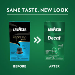 Lavazza Espresso Maestro DEK capsules close-up of product pods