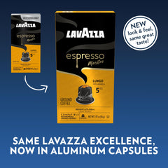 Pouring shot reveals creamy crema and balanced lungo characteristics