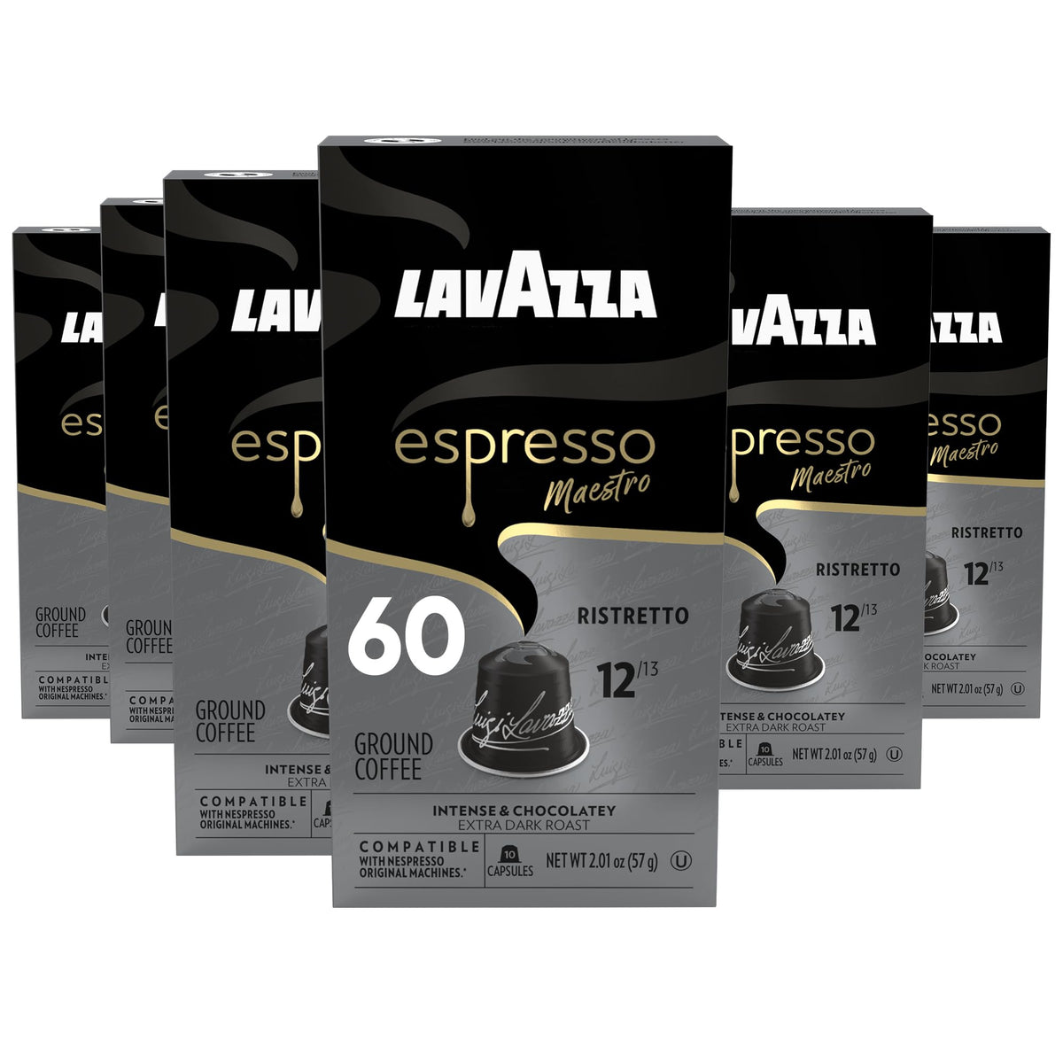 Lavazza Espresso Maestro Ristretto capsules pack ready for quick, bold espresso at home.