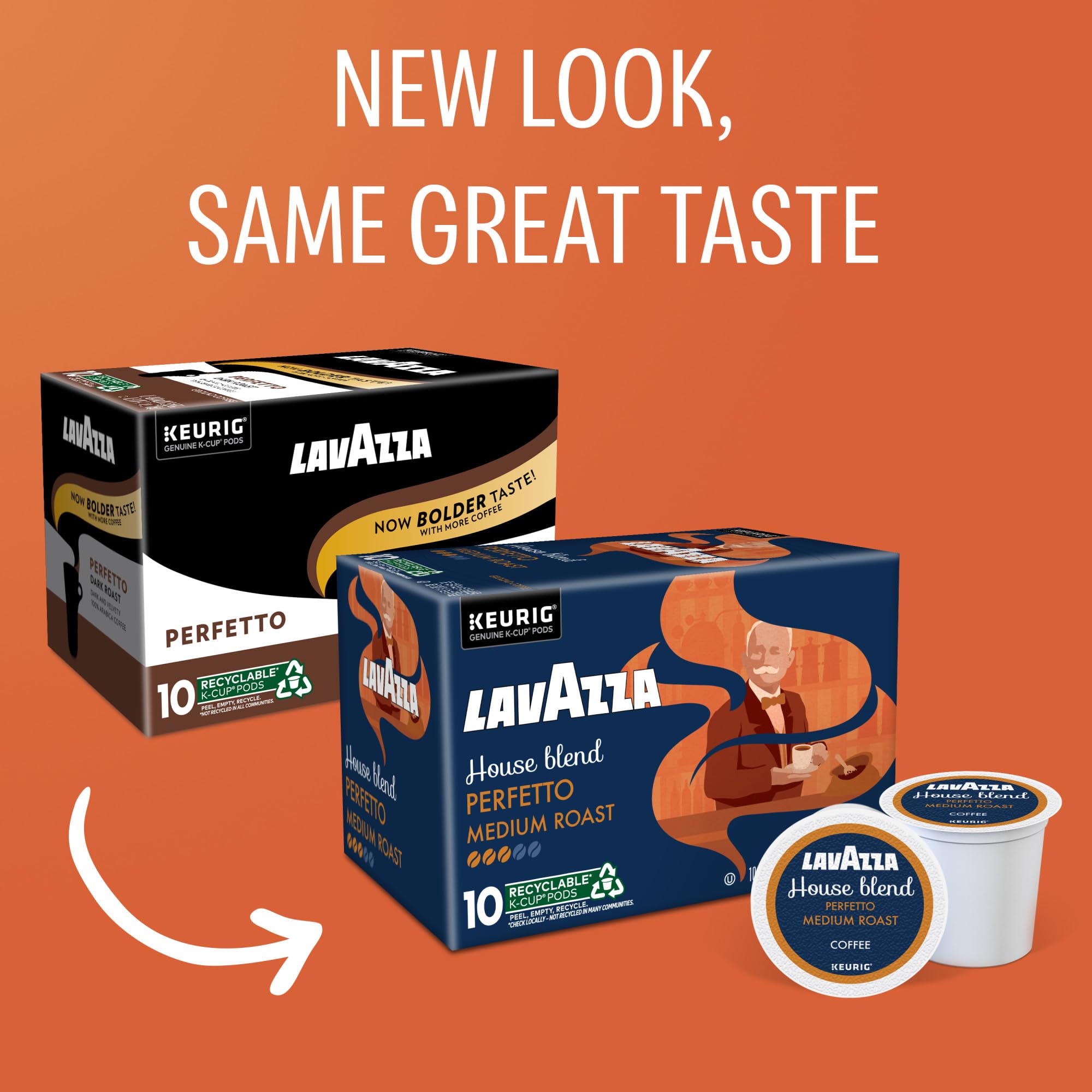 Lavazza Perfetto box side shows a 60-count box for busy mornings.