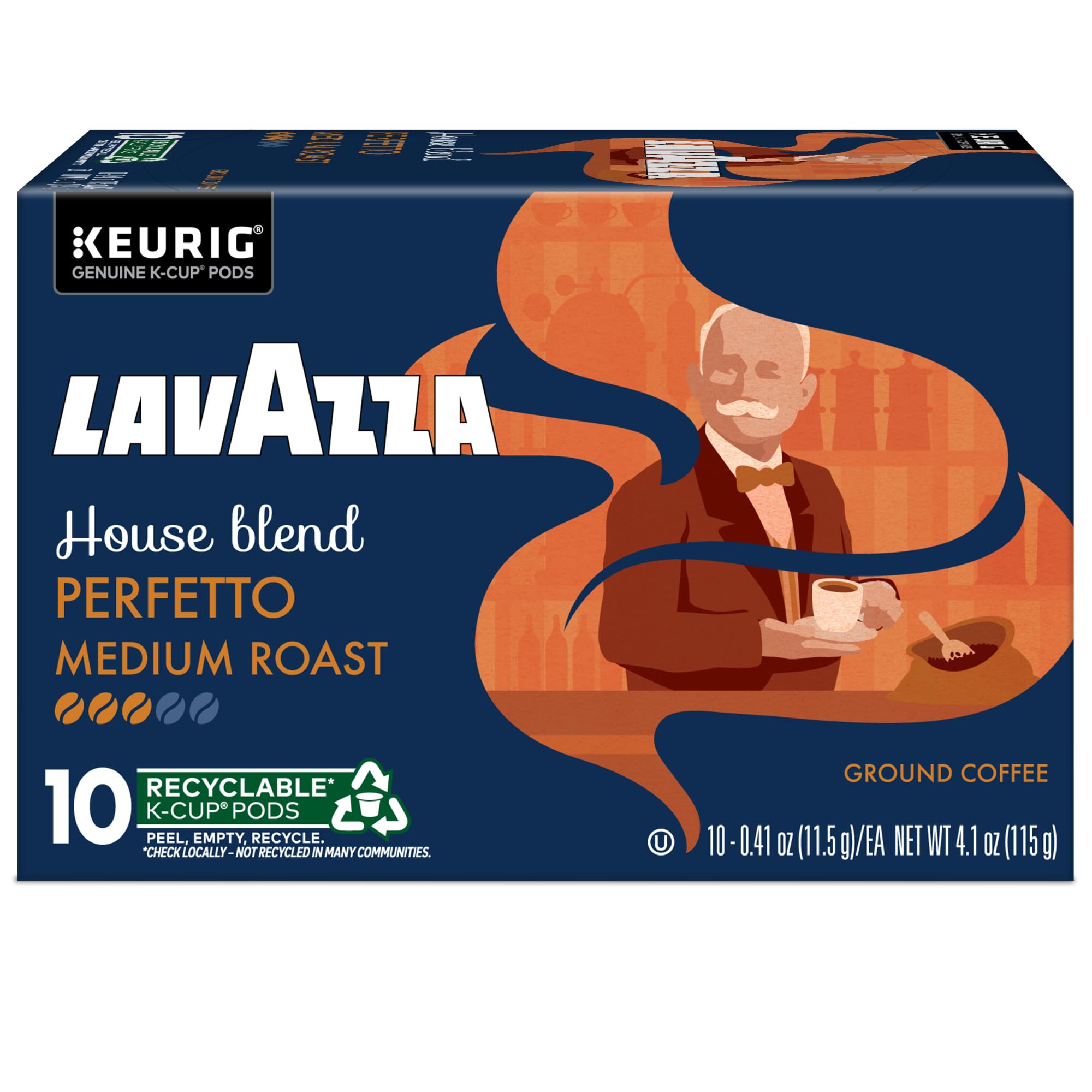 Kosher-certified Lavazza Perfetto packaging and pod.