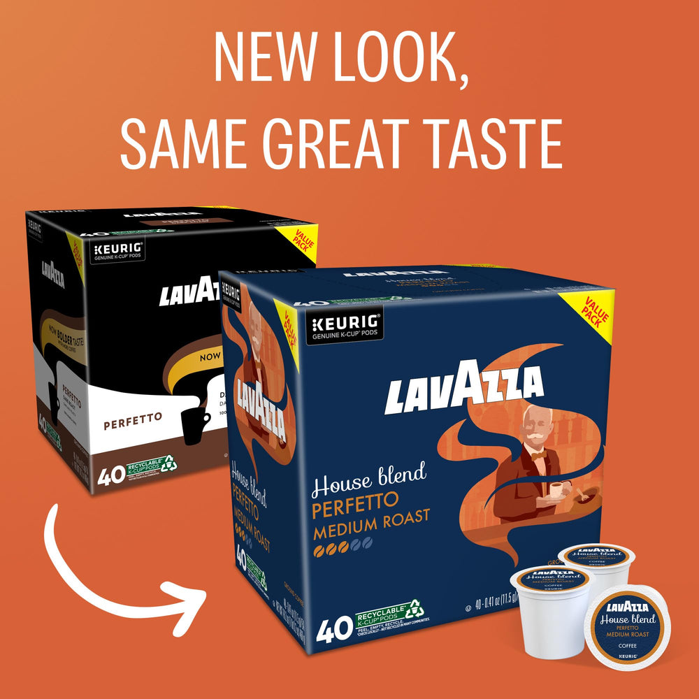 Lavazza House Blend Perfetto pod close-up highlighting rich crema potential.