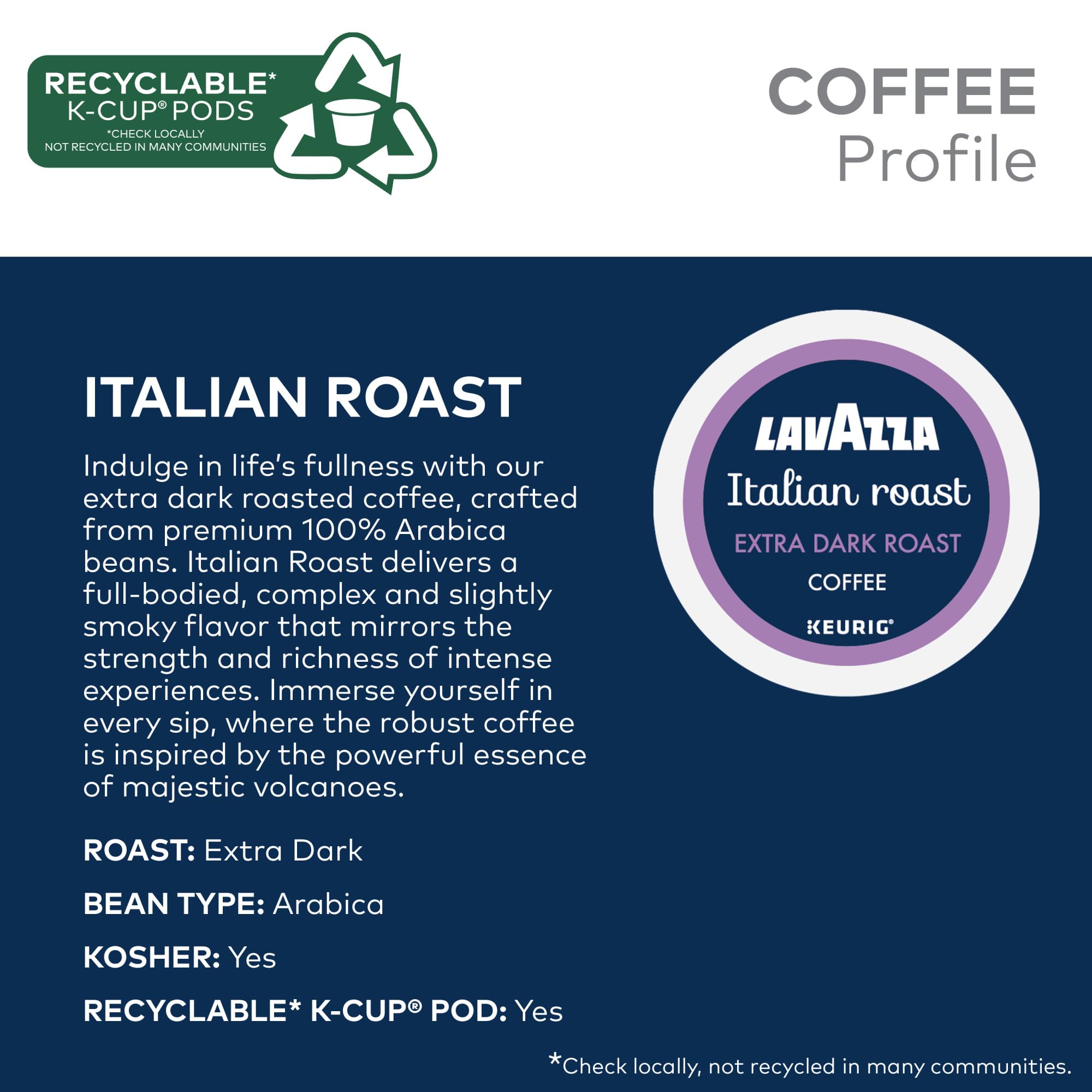 Lavazza Italian Roast Arabica beans close-up, depth and aroma.